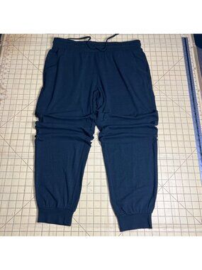 The Original Muk Luks Black Jogger Pants PL Elastic Waist Cuffed Hem Lightweight